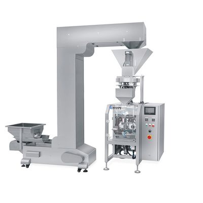 Máquina empacadora vertical industrial con control PLC y pantalla táctil, acero inoxidable 304, velocidad de 10-90 bolsas/minuto