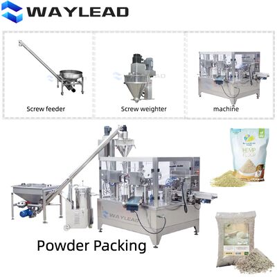 Máquina empacadora industrial de bolsas stand-up para plantas procesadoras de harina y bicarbonato de sodio