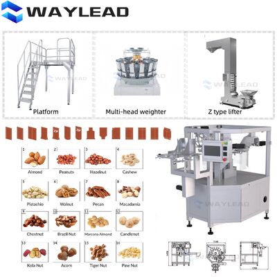 Máquina envasadora Doypack de control servo industrial para bolsas stand-up con velocidad de 70 bolsas/min y construcción de acero inoxidable